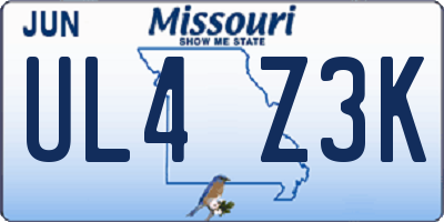 MO license plate UL4Z3K
