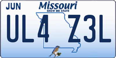 MO license plate UL4Z3L