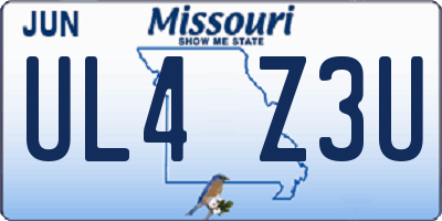 MO license plate UL4Z3U