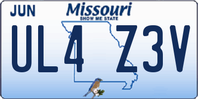 MO license plate UL4Z3V