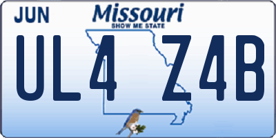 MO license plate UL4Z4B