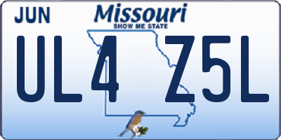 MO license plate UL4Z5L