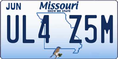 MO license plate UL4Z5M