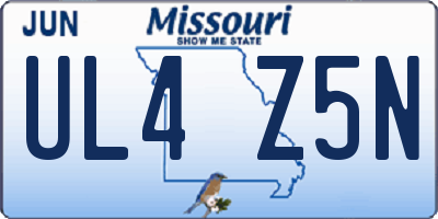MO license plate UL4Z5N