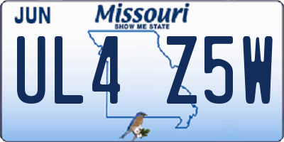 MO license plate UL4Z5W