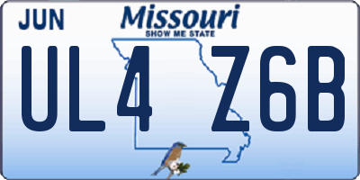 MO license plate UL4Z6B