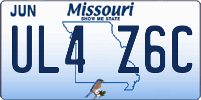 MO license plate UL4Z6C