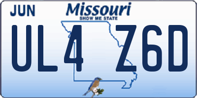 MO license plate UL4Z6D