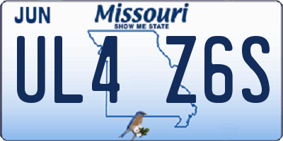 MO license plate UL4Z6S