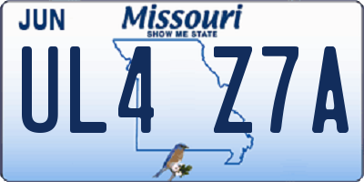 MO license plate UL4Z7A