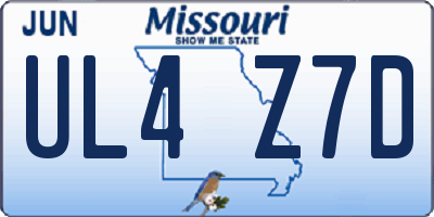 MO license plate UL4Z7D