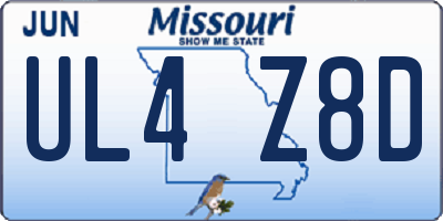 MO license plate UL4Z8D