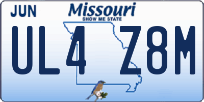 MO license plate UL4Z8M
