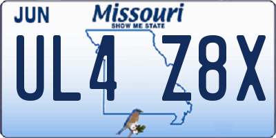 MO license plate UL4Z8X
