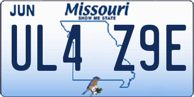 MO license plate UL4Z9E
