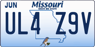 MO license plate UL4Z9V
