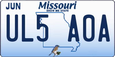MO license plate UL5A0A