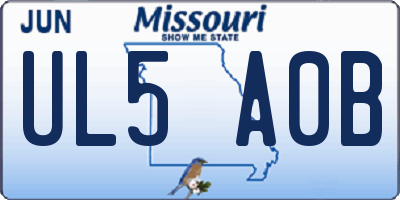 MO license plate UL5A0B