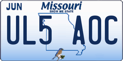 MO license plate UL5A0C