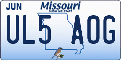 MO license plate UL5A0G