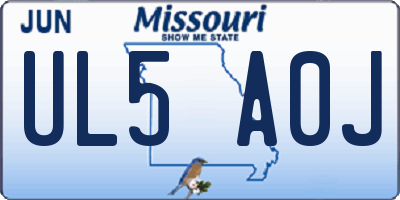 MO license plate UL5A0J