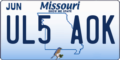 MO license plate UL5A0K