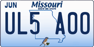 MO license plate UL5A0O
