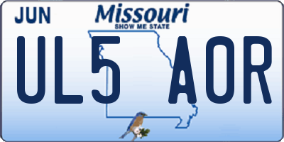 MO license plate UL5A0R