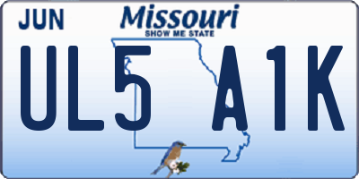 MO license plate UL5A1K