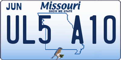 MO license plate UL5A1O