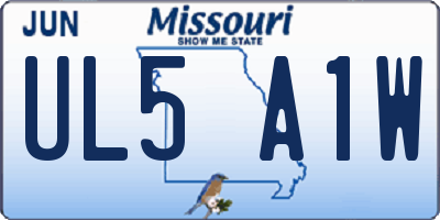 MO license plate UL5A1W