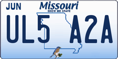 MO license plate UL5A2A