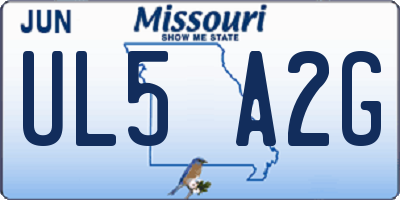MO license plate UL5A2G