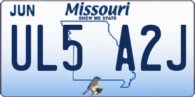 MO license plate UL5A2J