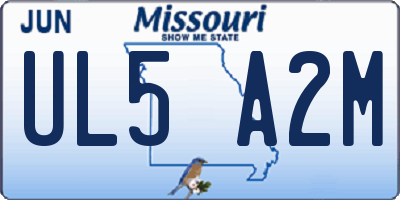 MO license plate UL5A2M