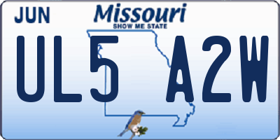 MO license plate UL5A2W