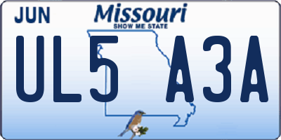 MO license plate UL5A3A