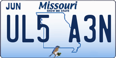 MO license plate UL5A3N