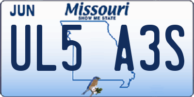 MO license plate UL5A3S