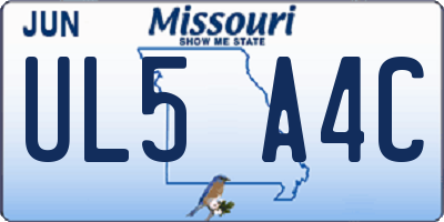 MO license plate UL5A4C
