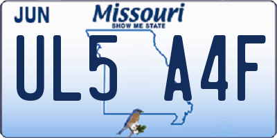 MO license plate UL5A4F