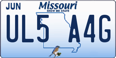 MO license plate UL5A4G