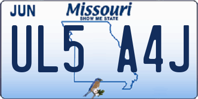 MO license plate UL5A4J