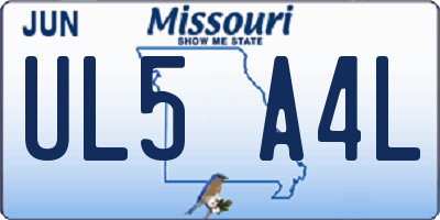 MO license plate UL5A4L