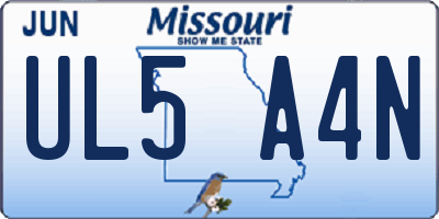 MO license plate UL5A4N