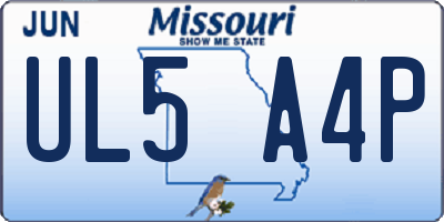 MO license plate UL5A4P