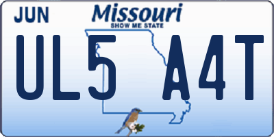 MO license plate UL5A4T