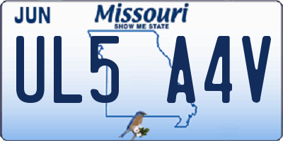 MO license plate UL5A4V