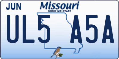MO license plate UL5A5A