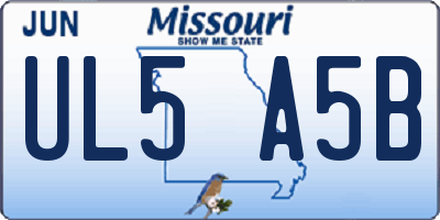 MO license plate UL5A5B